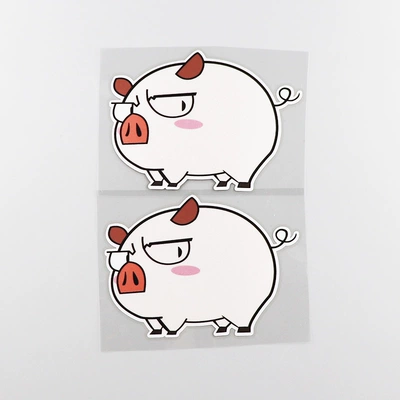 YJZT sáng tạo cá tính họa tiết động vật lợn dễ thương ngộ nghĩnh trang trí dán xe CS0418 logo hãng xe ô tô