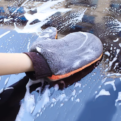 Găng tay rửa xe không làm hỏng sơn, đặc biệt nhung san hô chân gấu tạo bọt chống nước bàn chải xe làm sạch dụng cụ dụng cụ súng máy rửa xe