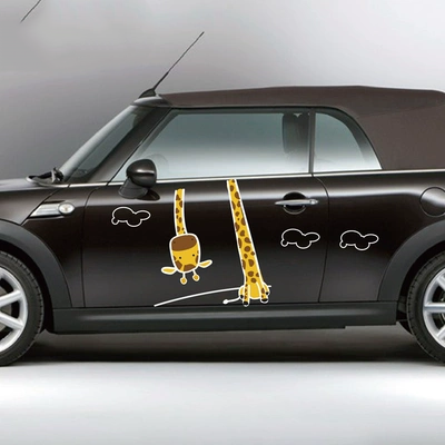 Miếng dán xe hơi hoạt hình dễ thương cá tính hươu cao cổ bé bê thích hợp dán xe mini thông minh DKZ hình dán xe oto đẹp