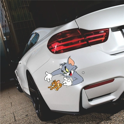 Tom và Jerry cá tính sáng tạo miếng dán trang trí dễ thương cản cửa chống trầy xước miếng dán hoạt hình 3D dán nội thất ô tô logo oto