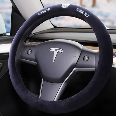 Bọc vô lăng ô tô Tesla ModelY Model3 ModelS mùa đông tay ấm loại D Tay nắm đáy phẳng cách thay dây curoa ô tô mua vô lăng xe ô tô