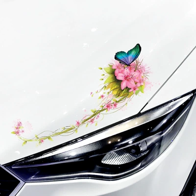 Nhãn dán trang trí ô tô tốc độ linh hồn Nhãn dán mui xe Nhãn dán đầu Động cơ Nhãn dán sáng tạo được cá nhân hóa Hoa hồng bướm tem sườn xe ô tô