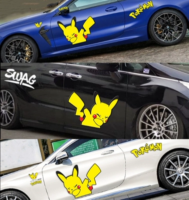 Pikachu dán xe ô tô dán phim hoạt hình dễ thương cửa xe chống trầy xước bao phủ cơ thể miếng dán sáng tạo cá tính dán xe các logo xe hơi
