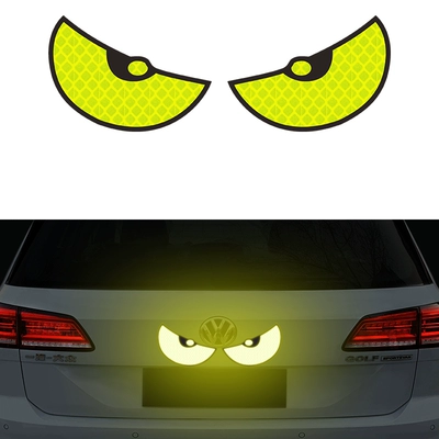 Miếng dán phản quang hoạt hình mắt to, cảnh báo an toàn thú vị, miếng dán chống xước, miếng dán trang trí xe ô tô trang trí cá tính sáng tạo dán nóc xe ô tô