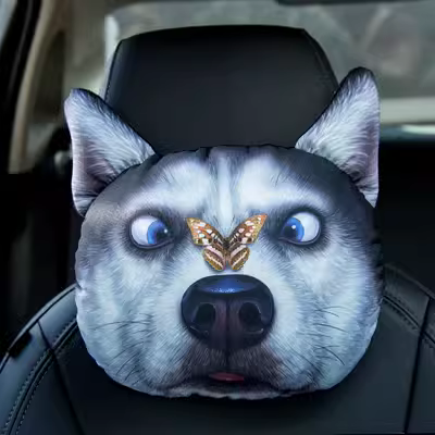 3D Husky Gối Tựa Đầu Ô Tô Gối Cổ Ô Tô Gối Gối Ô Tô Cổ Bốn Mùa Hoạt Hình Vật Dụng Nội Thất gối tựa cổ ô tô gối tựa lưng trên giường