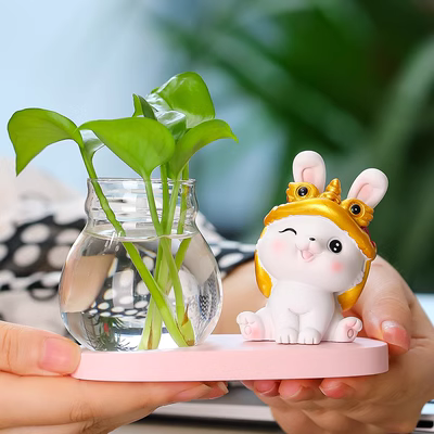 Tàu thủy canh thỏ trắng nhỏ dễ thương theo phong cách người nổi tiếng trên Internet cho bàn làm việc, phòng khách, phòng ngủ, sảnh vào, đồ trang trí nhỏ để thu hút sự giàu có và cá tính gối kê lưng văn phòng