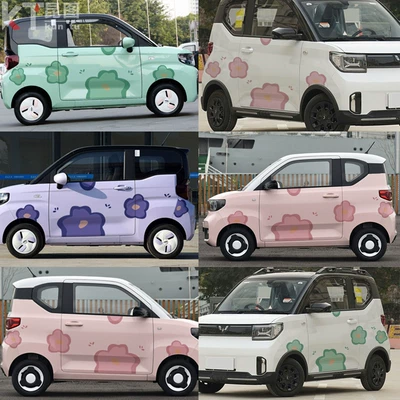 Wuling Hongguang Mini MIniev dán xe hơi kem hoa macaron thân xe nhãn dán phim hoạt hình nhãn dán trang trí tem xe oto dep lo go xe hoi