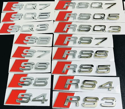 tem dán sườn xe ô to 7 chỗ Dấu hiệu chữ Audi RS S3 S4S5 S6S7 RS8 SQ5 logo xe sửa đổi đuôi sau tiêu chuẩn dịch chuyển tiêu chuẩn logo tem xe logo xe ôtô tất cả logo xe hơi