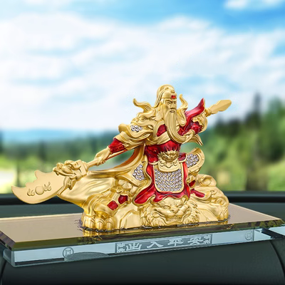 Hợp kim lớn Quan Công cao cấp nước hoa xe hơi đồ trang trí ghế xe truyền thống Thần Chiến Tranh sơn võ Thần Tài Guandi trang trí nước hoa cho xe hơi