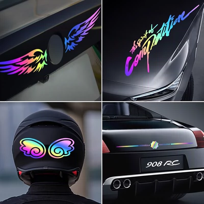 logo xe ôtô Nhãn dán tự động cá nhân sáng tạo đầy màu sắc laser văn bản tùy chỉnh trang trí trang trí đuôi plilage công nhân hoa rộng wee lô gô xe hơi tem xe oto 4 chỗ